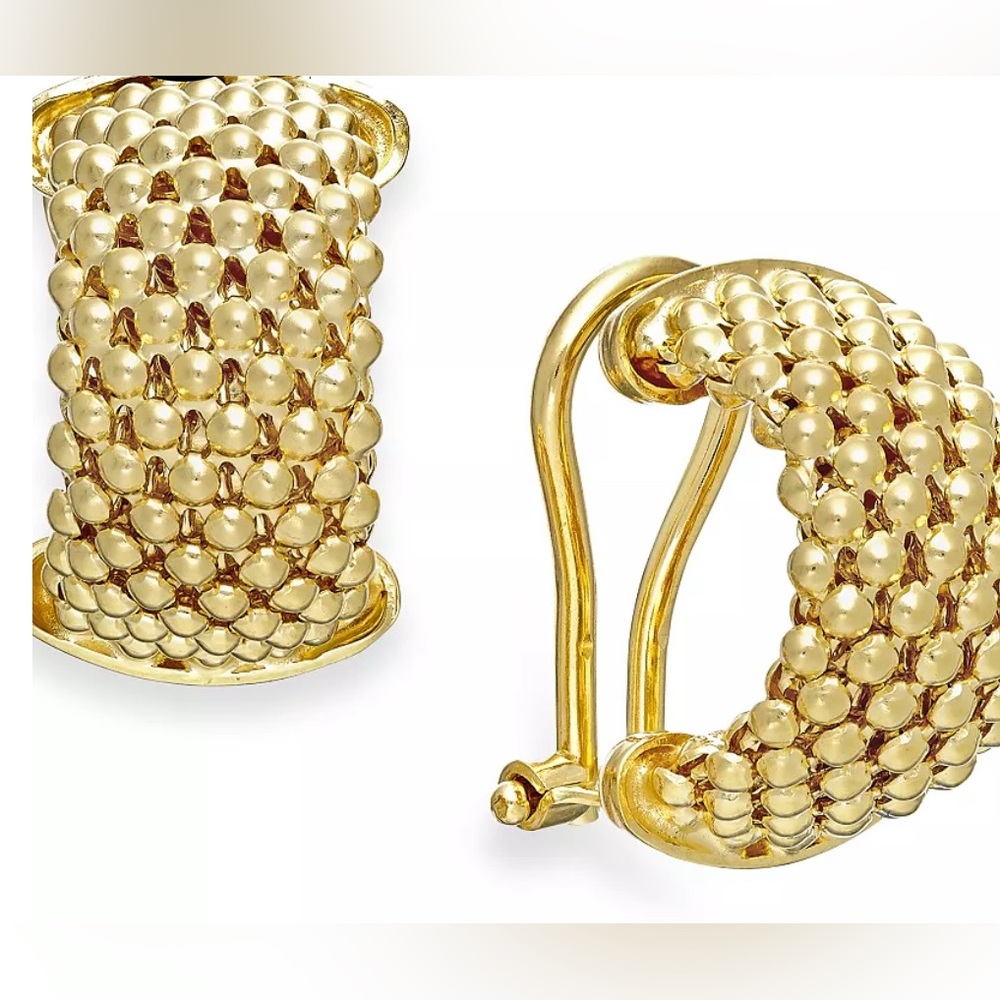 Italian Gold Textured Hoop Earrings